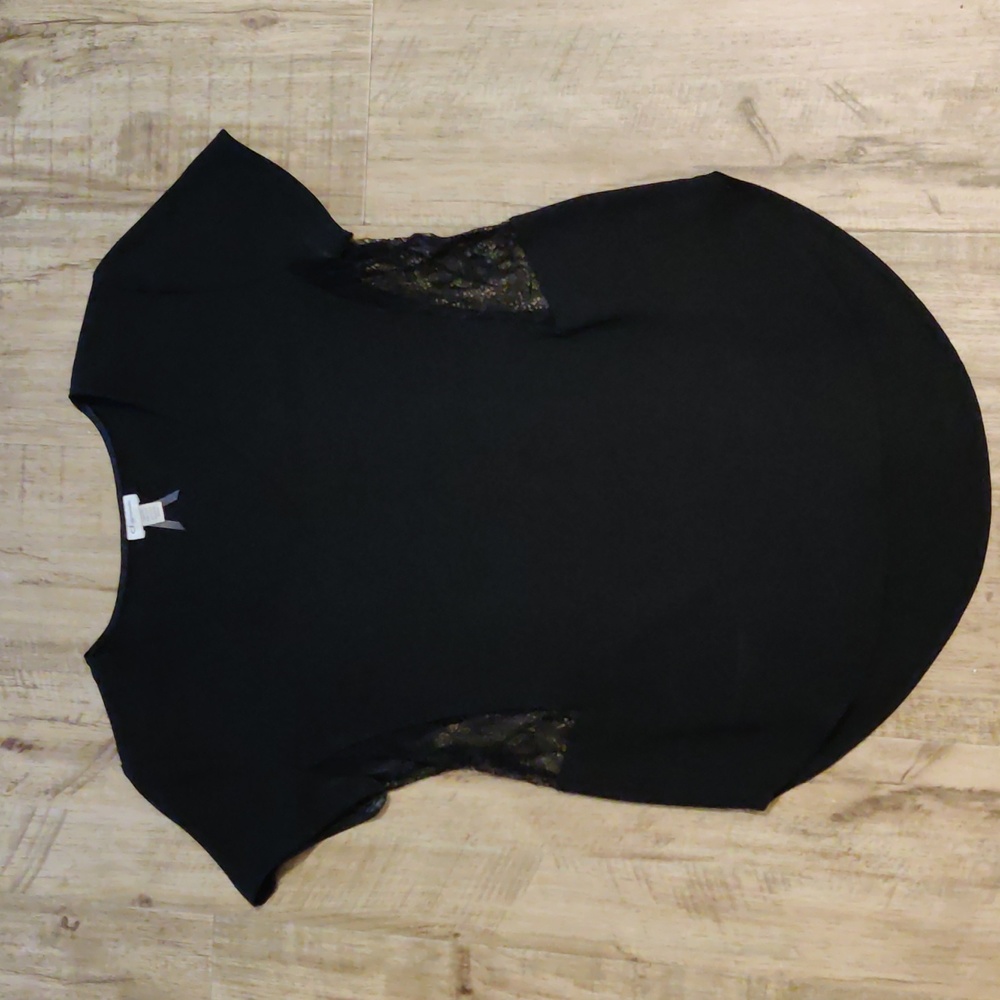 Dynamite| Black silky lace cutout top